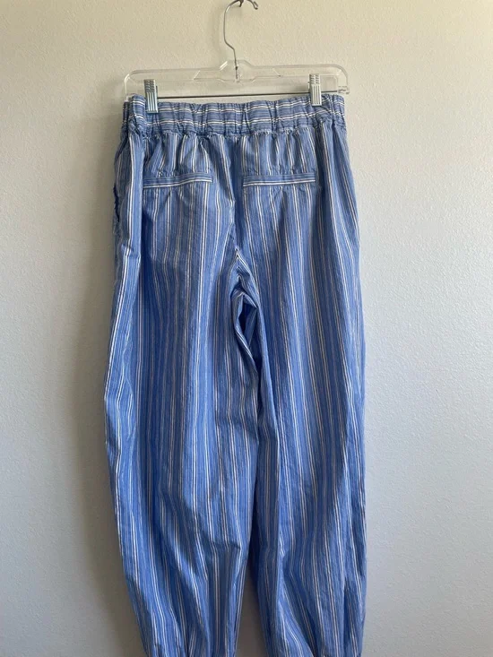 Anthropologie Striped Jogger Pants S Blue White Elastic Waist Boho Tencel - Picture 6 of 9